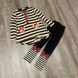 Boutique long sleeve striped shirt and matching leggings